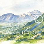 Bassin gapençais et le pic de Charance – Hautes Alpes PACA – Aquarelle 30 cm x 40 cm