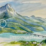 Savines-le-Lac et le pic du Morgon – Hautes Alpes PACA – Aquarelle 30 cm x 40 cm