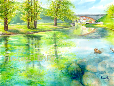Vers et son village (Lot) – Aquarelle sur papier 640 g – 76 cm x 57 cm – Htes Alpes – PACA – France